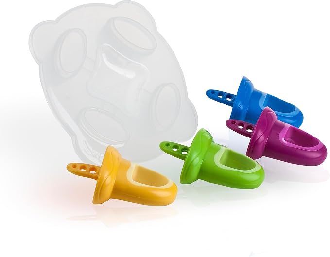 Nuby Popsicles Molds 1 Pack 4 Handle - Garden Fresh Fruitsicle Frozen Pop Tray - Multicolored Popsicle Molds For Kids, Baby Essentials