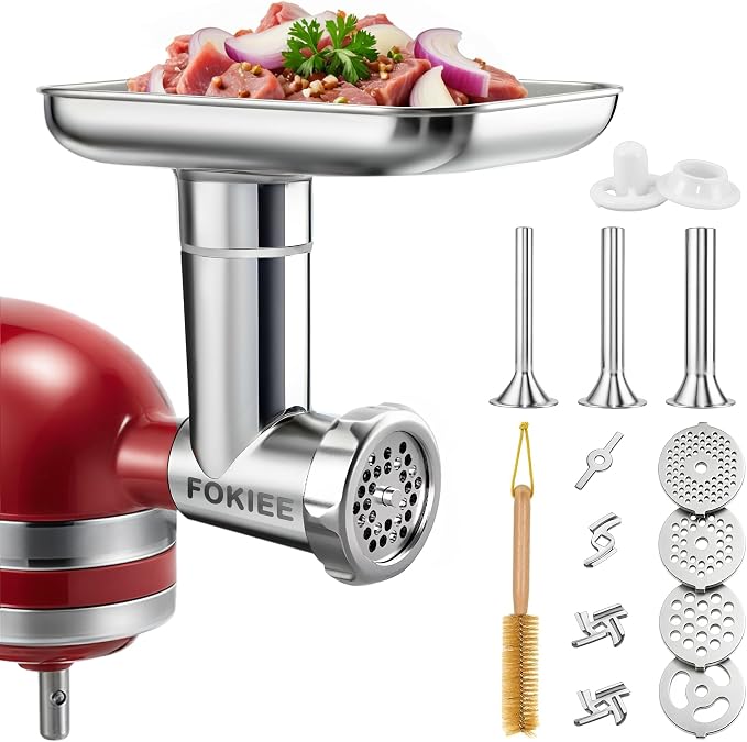 Stainless Steel Meat Grinder Attachment for KitchenAid Mixers | For KitchenAid Mixers of All Models, Sausage Stuffer, Food Processor, Dishwasher Safe, Heavy Duty, Mixer/Machine NOT Included