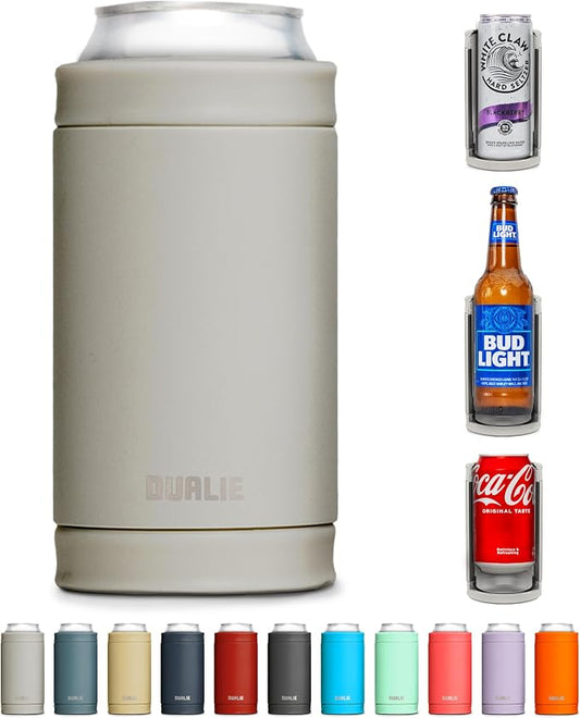 DUALIE 3 in 1 Insulated Can Cooler - 15+ Colors - Universal Size for 12 oz Cans, Slim Cans, and Bottles