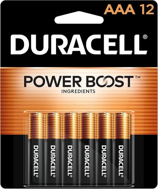 Duracell Coppertop AAA Batteries with Power Boost Ingredients, 12 Count Pack Triple A Battery with Long-lasting Power, Alkaline AAA Battery for Household and Office Devices