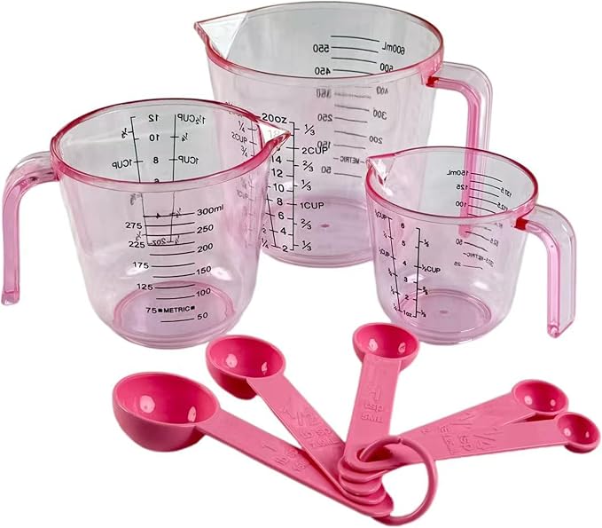 Pink Measuring Cups Set, Multi-size Liquid Cup Premium Kitchen Accessories, Ideal Baking Tool Set for Home Cooking & Decor