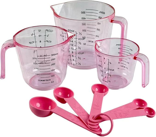 Pink Measuring Cups Set, Multi-size Liquid Cup Premium Kitchen Accessories, Ideal Baking Tool Set for Home Cooking & Decor