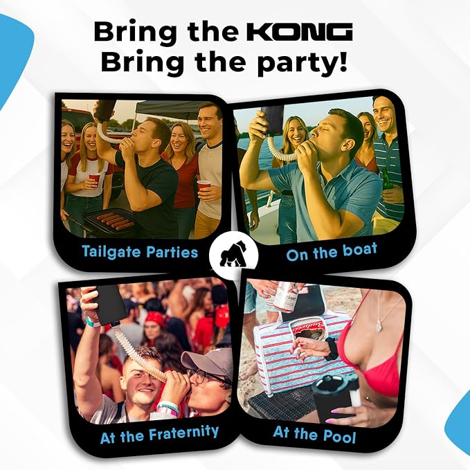 The Kong Skinny Can - Portable Coozie or Bottle Cooler/Cup With Detachable, Expandable, Hose To Funnel Your Drink (Black)