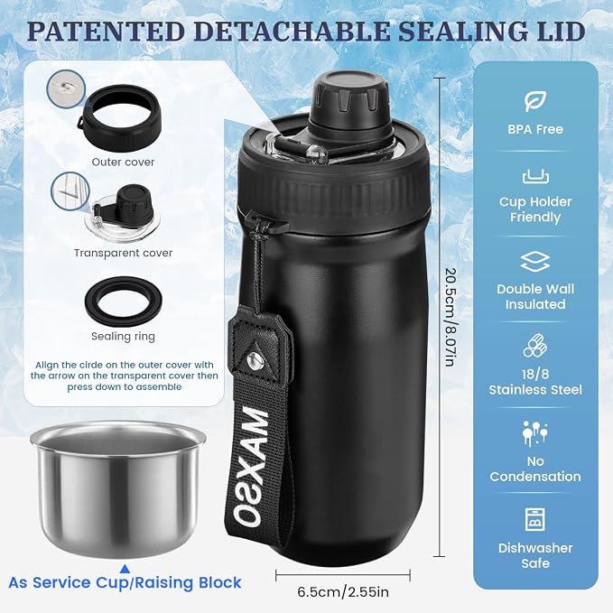 MAXSO Sealed Can Cooler Fizz Lid Can Cover for 12 oz Regular, Slim Skinny Cans & As Thermal Bottle (Matte Black, 5-in-1)