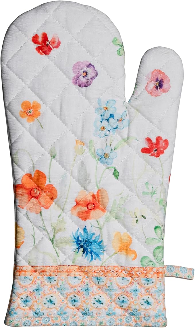 Maison d'Hermine Oven Gloves 100% Cotton Oven Mitt (7" x 13", Pack of 1) | With Loop Heat Resistant BBQ Cooking Gloves Baking Grilling Kitchen Handling Hot Pans Spring Summer - Summer Whisper
