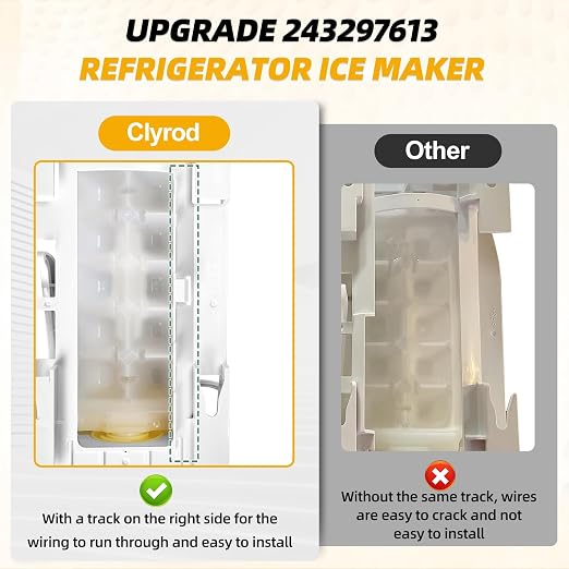 Upgraded 243297609 243297613 Ice Maker Replacement Refrigerator Ice Makers Fits for Frigidaire Ice-Maker 243297613, for Electrolux Icemaker Replacement Parts, Replaces 243297606, 6-Pin