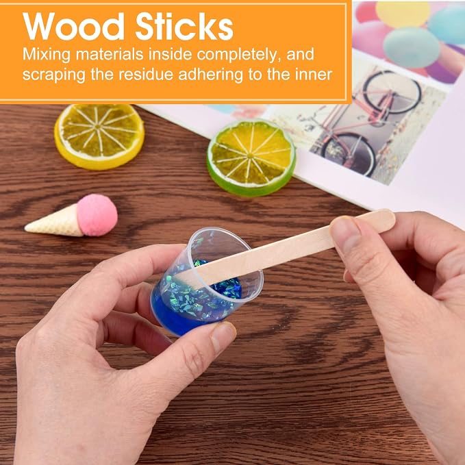 Coopay Plastic Graduated Cups Tools - 100 Pack 30ml/1oz Transparent Scale Measuring Cups,100 Pack Wooden Stirring Sticks and 3ml Transfer Pipettes for Resin, Epoxy, Stain, Mixing Paint