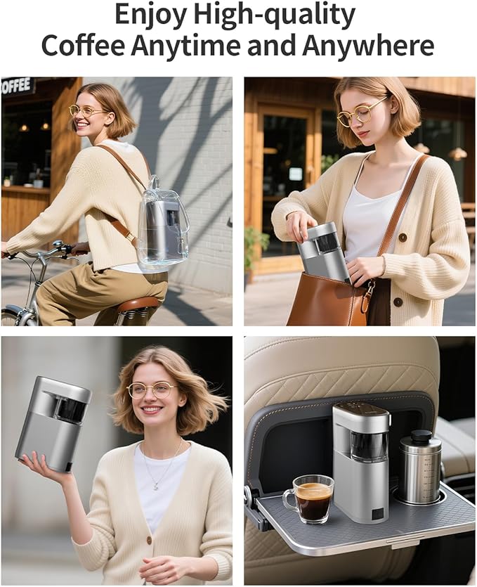 C1 Pro Portable Electric Coffee Machine, 20 Bar Travel Espresso Maker with Ground Coffee & NS Capsule, Rechargeable, Instant Heating, 6.1oz Water Tank for Car RV Camping Hiking Office Home