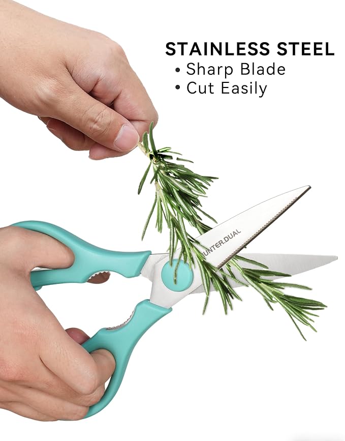 Kitchen Scissors for Food, HUNTER.DUAL Heavy Duty Come Apart Poultry Shears for Cooking, All Purpose for Cutting Chicken, Meat, Fish & Vegetables (Auqa, 8.35 Inch)