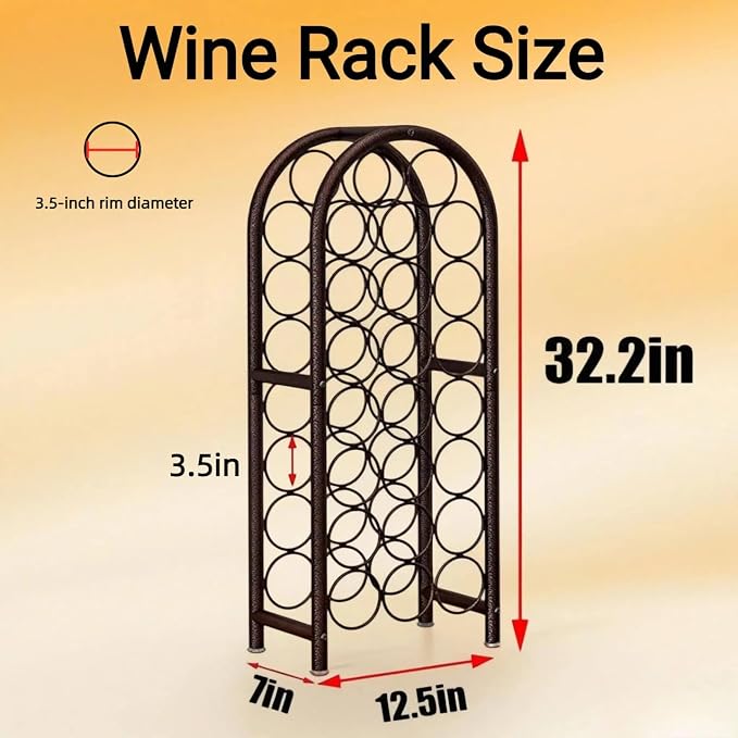 Wine Rack Free Standing Floor 23 Bottle Metal Wine Holder Organizer