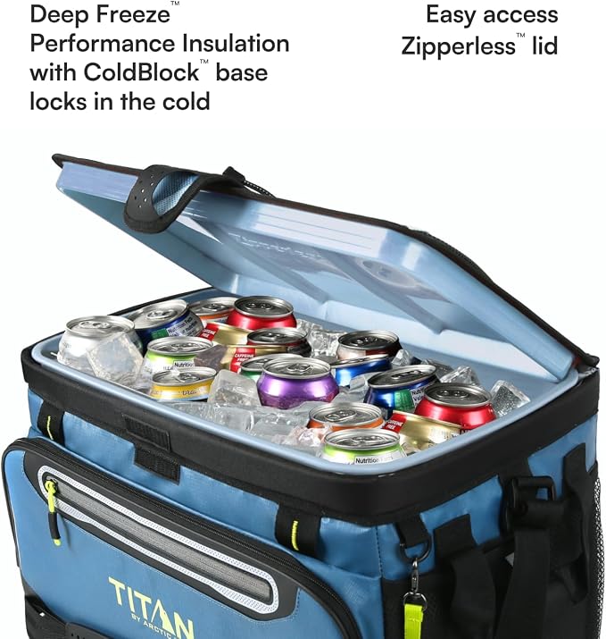 Titan by Arctic Zone Deep Freeze Cooler - Zipperless Hardbody Cooler - Deep Freeze Insulation, HardBody Liner, and SmartShelf