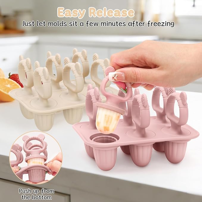 2Packs Silicone Baby Popsicle Molds with Sticks | Breastmilk Popsicle Molds for Teething Relief, Frozen Treats Maker Popsicle Maker Ice Pop Mold for Toddlers Kids