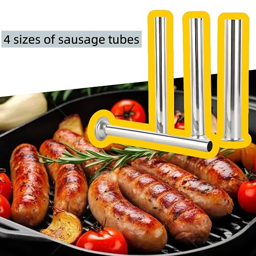 4 Sizes Stainless Steel Sausage Stuffing Tubes,Replacement for LEM 606,606SS,1606,1606SS Sausage Stuffers, Sausage Stuffer Funnels for LEM Sausage stuffersau