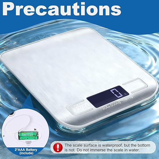 Food Scale, Digital Kitchen Scale with 1g Accuracy, 11lb/22lb Capacity & Backlit LCD, Stainless Steel Tare Scale for Baking, Cooking and Meal Prep, 5.5x7x0.6 Inches (Batteries Included)