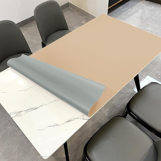 Leather Table Cover,1.8mm Thick,48x72 Inch Table Protector,Table Protector for Dining Room Table,Dining Table Cover,Table Cover Protector,Table Protector Pad(Light Brown+Gray,48x72)