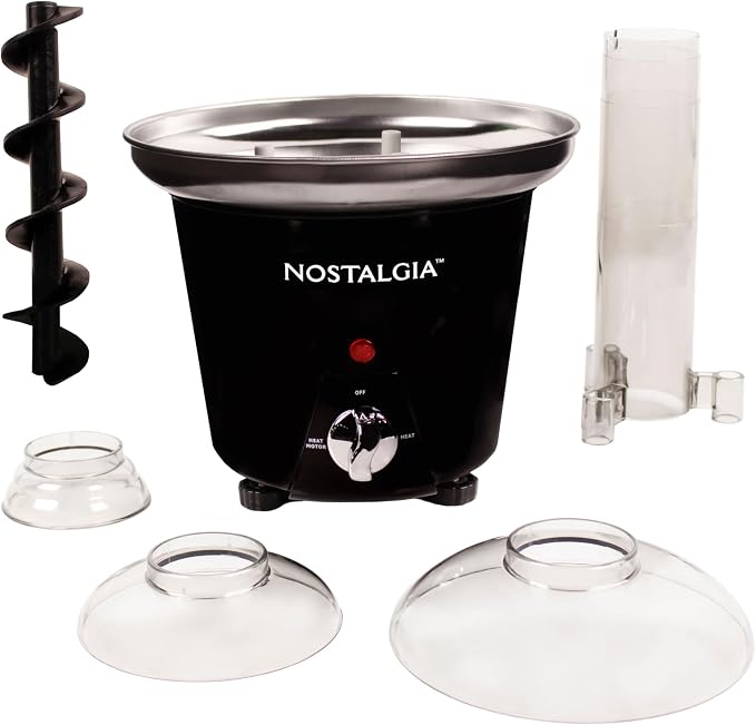 Nostalgia 3 Tier Electric Chocolate Fondue Fountain Machine for Parties - Melts Cheese, Queso, Candy, and Liqueur - Dip Strawberries, Apple Wedges, Vegetables, and More - 24-Ounce - Black, Small