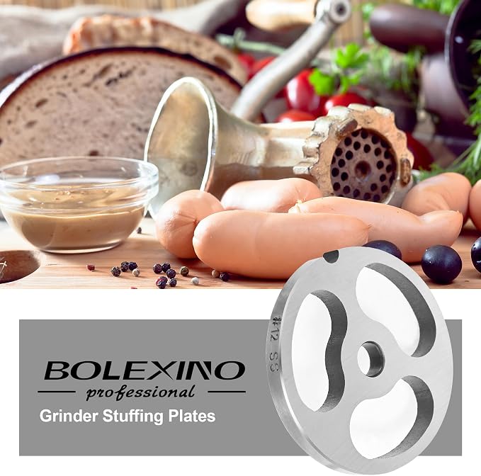 #12 Meat Grinder Plate, 3-Hole Sausage Stuffer & Coarse Grinding | #12 steel, rustproof & durable, 3-hole for fast sausage stuffing, Coarse grind for meat, Easy to clean & maintain.