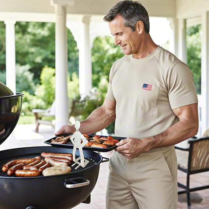 4 PCS Funny BBQ Stand Man Hot Dog Holder-Reusable Stainless Steel Hotdog and Sausage Stand-Portable Hot Dog Roaster-Barbecue Grill Accessories-Ideal For Camping And Party Gifts