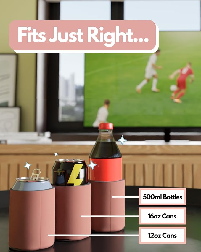PartyPrints 1000 Pack Coral Blank Can Cooler Sleeves, Customizable Bulk Can Coolers, Extra-Thick Collapsible Drink Insulator Sleeve, Beer Can Coolers for Party Beverages