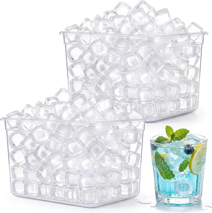 320 Pcs 10lb Reusable Ice Cubes for Drinks Plastic Ice Cube Refreezable Without Diluting Frozen to Keep Drink Cool Longer for Coffee Cocktails Whiskey Wine Bar Party Camping (Square,Clear)
