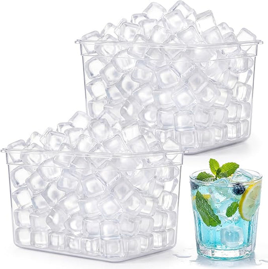 320 Pcs 10lb Reusable Ice Cubes for Drinks Plastic Ice Cube Refreezable Without Diluting Frozen to Keep Drink Cool Longer for Coffee Cocktails Whiskey Wine Bar Party Camping (Square,Clear)