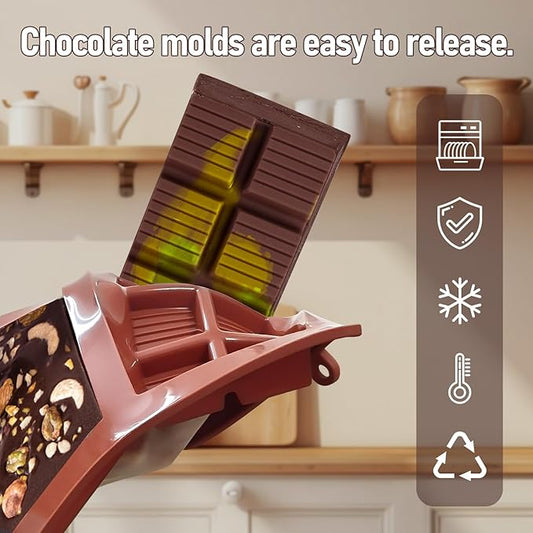 Deep Chocolate Bar Mold Silicone 1 Inch Dubai Pistachio Chocolate Bar Thick Mold for Stuffed Bar, Large Candy Bar Mould for Filling, Red