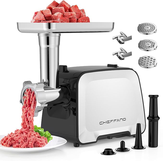 Electric Meat Grinder, Stainless Steel Sausage Stuffer Maker With 2 Blades, 3 Plates, Sausage Tube & Kubbe Kit, [2000W Max] Heavy Duty for Home Use
