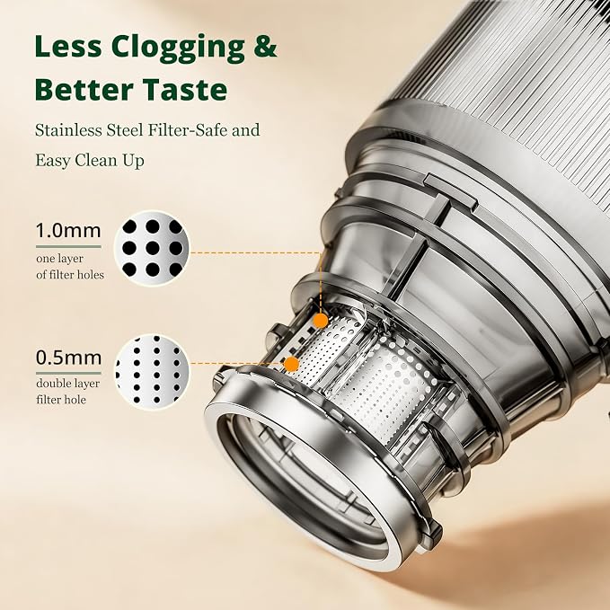 LINKChef Cold Press Juicer Machine, 4.53" Whole Fruit Slow Masticating Juicer with Auto Cutting, 200W Quiet Motor & High Juice Yield, Easy Clean Compact Juicer Extractor with Recipe Guide