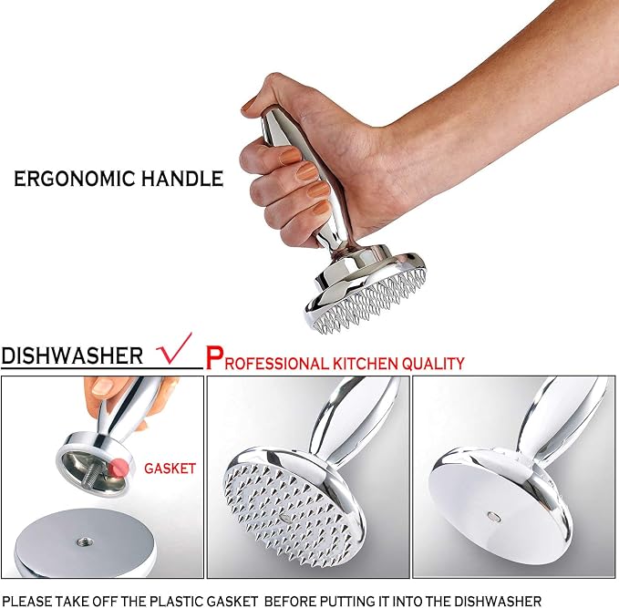 Reversible Meat Tenderizer and Pounder Dual Sided Meat Tenderizer Mallet Marinating Prep Tool