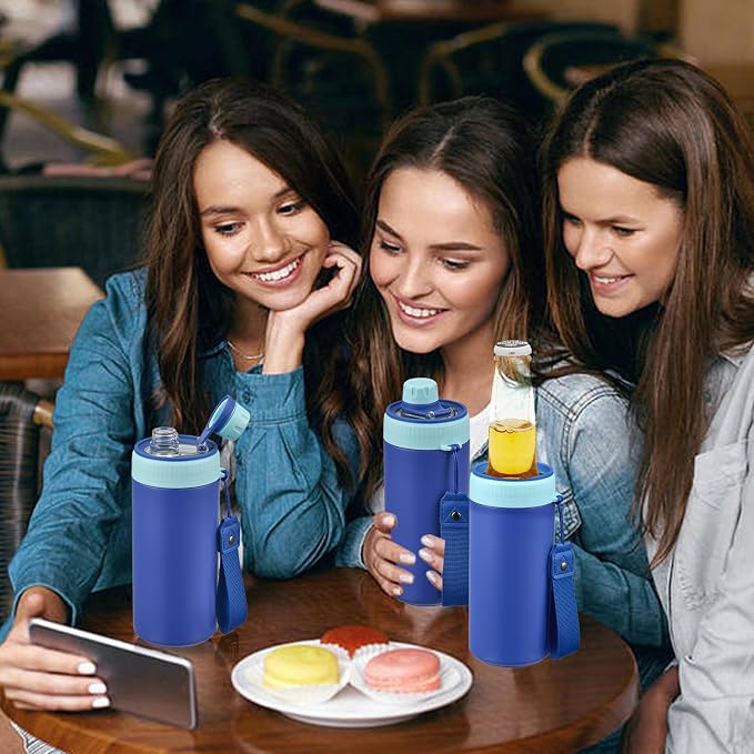 MAISON HUIS 4 In 1 Beer Can Cooler Bottle Holder with Drinking Spout Lid for 12oz Regular, Slim Skinny Cans Bottles,Sealed Insulated Double Wall Vacuum Stainless Steel Can Keeps Your Drinks Cold