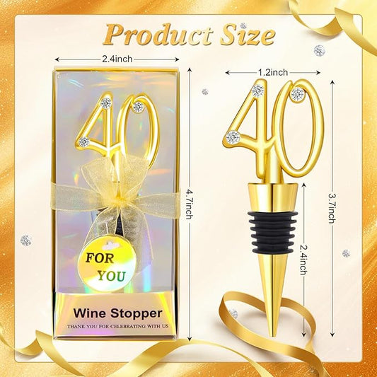 30Pcs 40th Birthday Wine Stopper 40th Wedding Wine Stopper Favors Wine Stoppers Party Favor 40 Birthday Party Souvenirs for Guests Wine Stoppers Gift Box for Wedding Anniversary Decorations (40th)