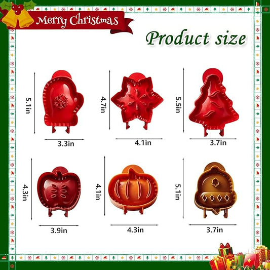 6PCS Mini Hand Pie Molds,Party Potluck Hand Pie Molds for Baking,Fits All Kinds of Festivals and Parties (6PCS-C)