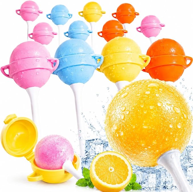 STEPHANIE Lollipop Popsicle Molds,12 Pack Silicone Popsicle Molds,Reusable Lollipop Ice Cream Molds for Homemade Frozen Treats,Juice,Yogurt,Smoothies and Fruit Desserts.