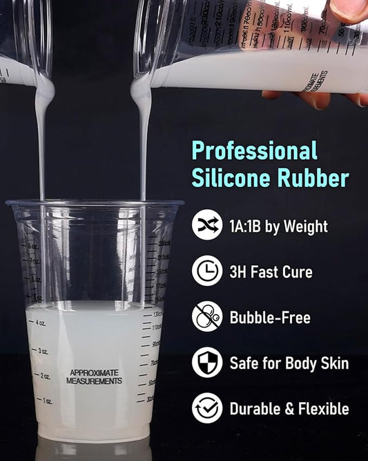Nicpro 140oz Silicone Mold Making Kit, 15A Platinum Liquid Silicone Rubber, Flexible Silicone Molds Maker Mix Ratio 1:1 for Casting 3D Resins Candle Soap Molds DIY with Gloves, Sticks, Mixing Cups