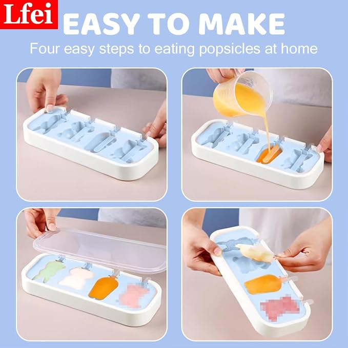 Popsicles Molds, Mini Popsicles Molds for Kids Baby Cute Shapes Silicone Popsicle Molds BPA Free Reusable Ice Cream Mold Popsicle Maker Homemade DIY Set (2Pcs Pineapple&Paws)