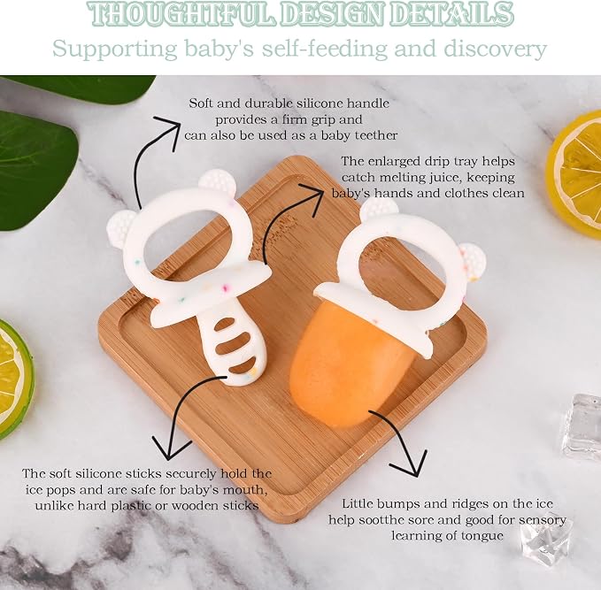 Sakolla Baby Popsicle Molds Mini 6-Cavity Silicone Ice Pop Mold with Sticks Breastmilk Popsicle Molds for Teething Relief Toddler Popsicle Mold for Ice Cream Frozen Yogurt and Fruit Juice (Confetti)