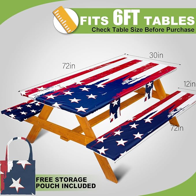 Picnic Table Cover with Bench Covers Table Cloth Tablecloth Summer Outdoor Rv Patio Tent Camping Glamping Campsite Camper Essentials Accessories Items Gear Gadgets Stuff Necessities Supplies Must Have