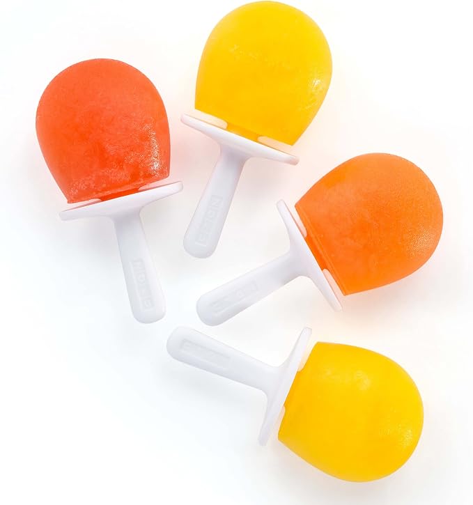 ZOKU Round Pop Molds - 4 Silicone Popsicle Molds with Reusable Sticks and Drip Guards, Easy-Release, BPA-Free