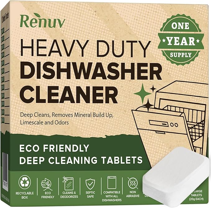 Renuv® Dishwasher Cleaner + Washing Machine Cleaner Bundle | Heavy Duty Appliance Deep Cleaning, Descaling, Deodorizing