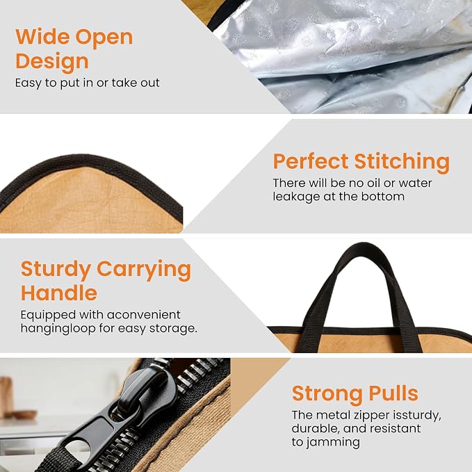 21” BBQ Meat Blanket Set with 50 Nitrile Gloves, Insulated Brisket Resting Bag with Wide Mouth for Pork Shoulder & Turkey, Large Meat Warmer, Smoker Accessories, Grill Gifts for Men Dad Husband
