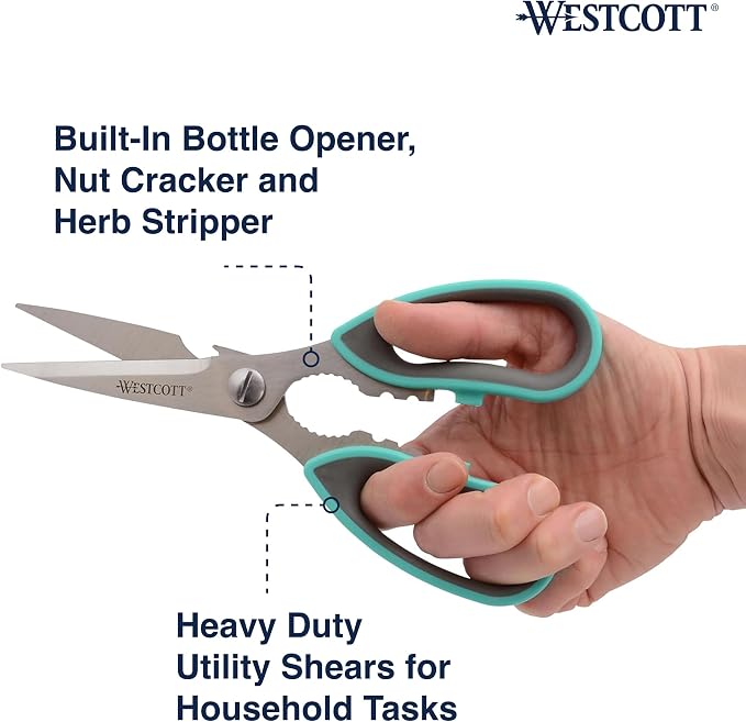 Westcott Titanium-Bonded Kitchen Shears 4pk, Durable and Versatile Scissors with Soft Handle for Precise Cutting, Ideal for Cooking