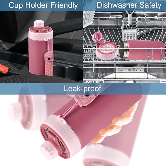 MAISON HUIS 4 In 1 Beer Can Cooler Bottle Holder with Drinking Spout Lid for 12oz Regular, Slim Skinny Cans Bottles,Sealed Insulated Double Wall Vacuum Stainless Steel Can Keeps Your Drinks Cold