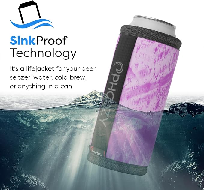 PHOOZY Insulated Can Cooler for Slim 12 oz Cans - Patented Drink Sleeve with NASA-Inspired Technology - Keeps Beer, Soda & Sparkling Water Cold Longer - Lightweight Outdoor Can Holder - Pink