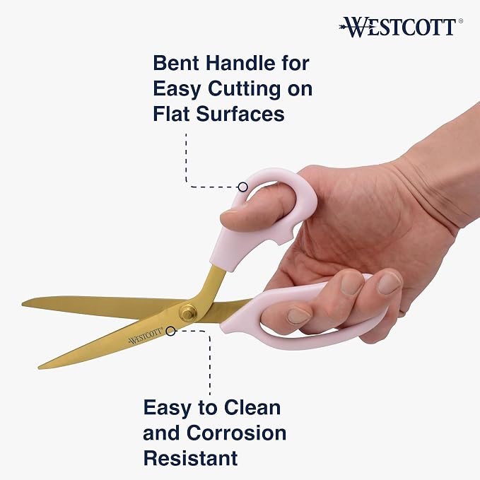 Westcott All-Purpose Kitchen Shears, Pink with Gold Blades - Durable Kitchen Shears with Precision-Ground Blades for Easy Cutting and Meal Prep - 9-Inch