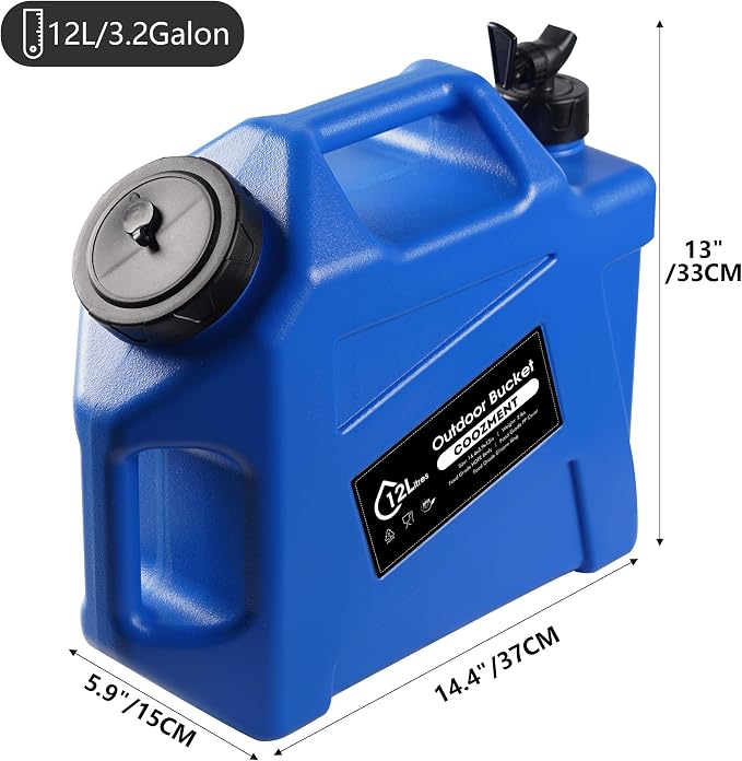 COOZMENT 3.2 Gallon/5 Gallon Water Containers with Spigot, BPA Free Water Jug, Military Green Water Tank, Multifunction Water Storage Containers for Camping Outdoor Hiking,Emergency Storage