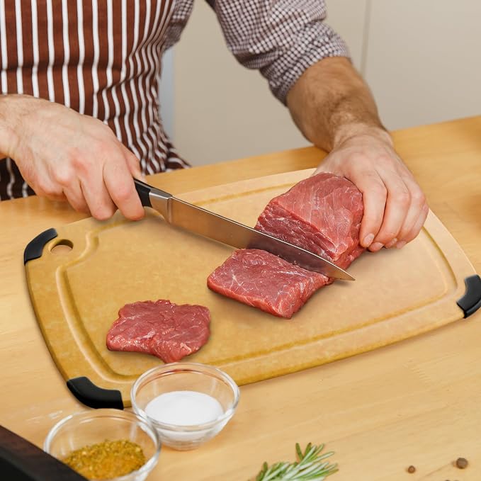 Dishwasher Safe Cutting Boards for Kitchen - Large 14.5" x 11.25" Composite Wood Chopping Board with Juice Groove, Non-Slip & Lightweight Eco-Friendly Design - Meal Prep Board for Meat, Veggies, Fruit