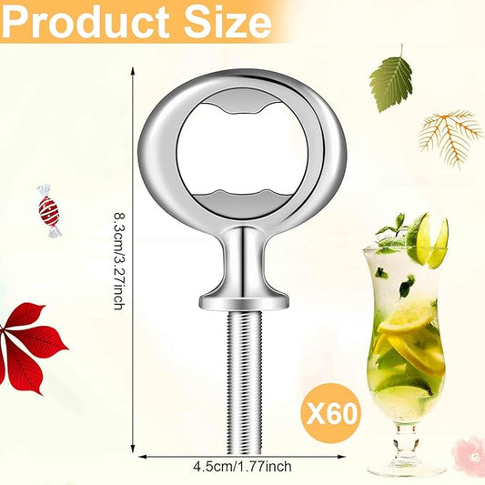 Metal Bottle Opener Kit Blank Bottle Opener Stainless Steel Open Inserts Hardware for Wedding Wine Party DIY Project Craft Wood Turning(Silver,60 Pcs)