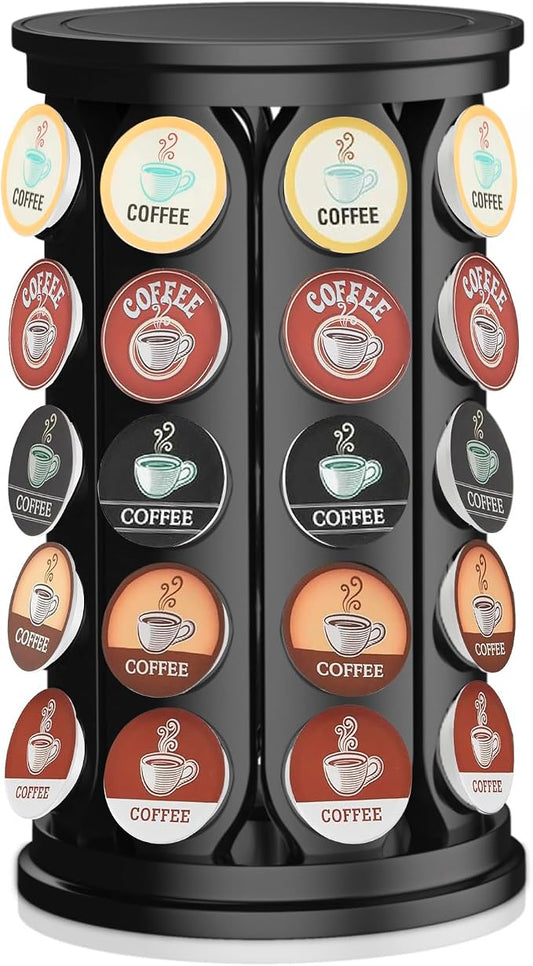 CEHNCEH K Cup Holder, Coffee Pods Holder Storage Organizer Stand Carousel Compatible with 40 Keurig K-Cup Pods, Home or Office Kitchen Counter (Black)