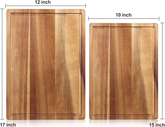 Acacia Wood Chopping Cutting Boards for Kitchen Wooden Charcuterie Board | Bread Cheese Boards Butcher Block Solid Large Wooden Cutting Board Non Toxic Serving Meat Board Hardwood Teak Cutting Board