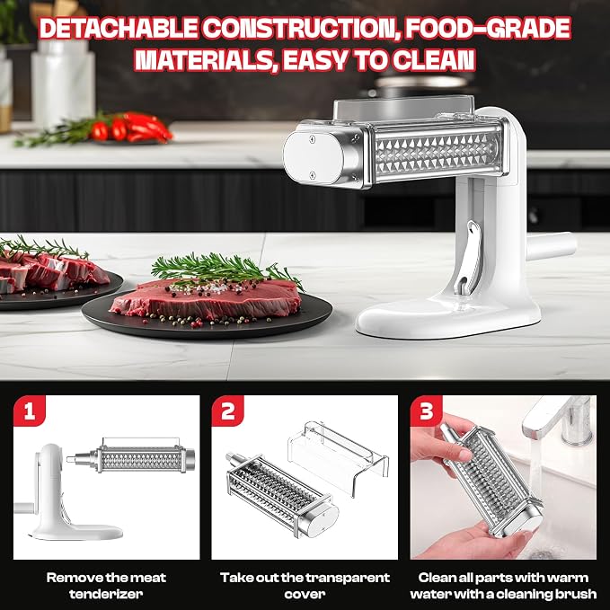 COFUN Manual Meat Tenderizer Tool, Meat Tenderizer Machine | Stainless Steel Gear, Steak Flatten Cuber Rolling Meat Poultry Tenderizer, Meat Tenderizer Kitchen Tool